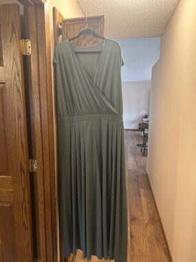 HALARA Wide leg jump suit - waffle- stone green